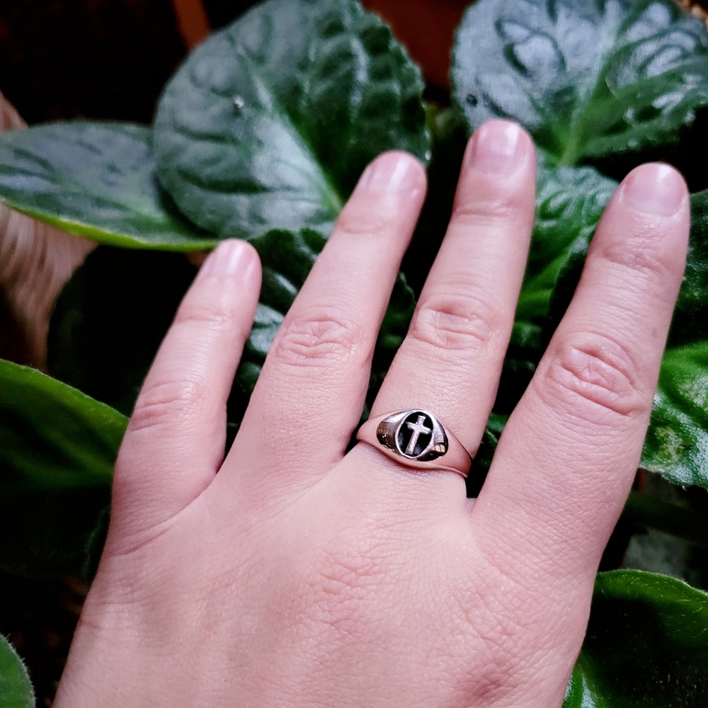 New Solid 925 Sterling Silver Cross Ring - image 7